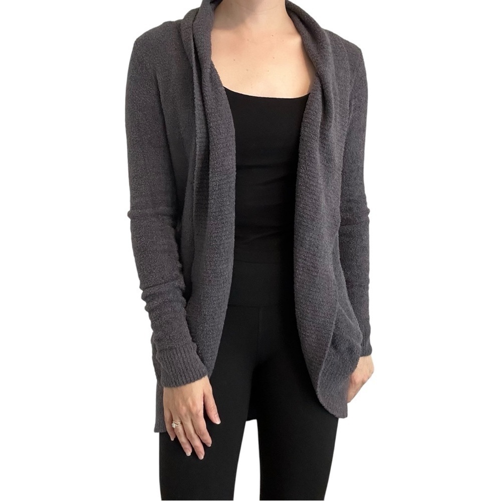 Barefoot Dreams Cardigan Sweater Open Gray Knit Cozy Chic Lite Knit Size Small